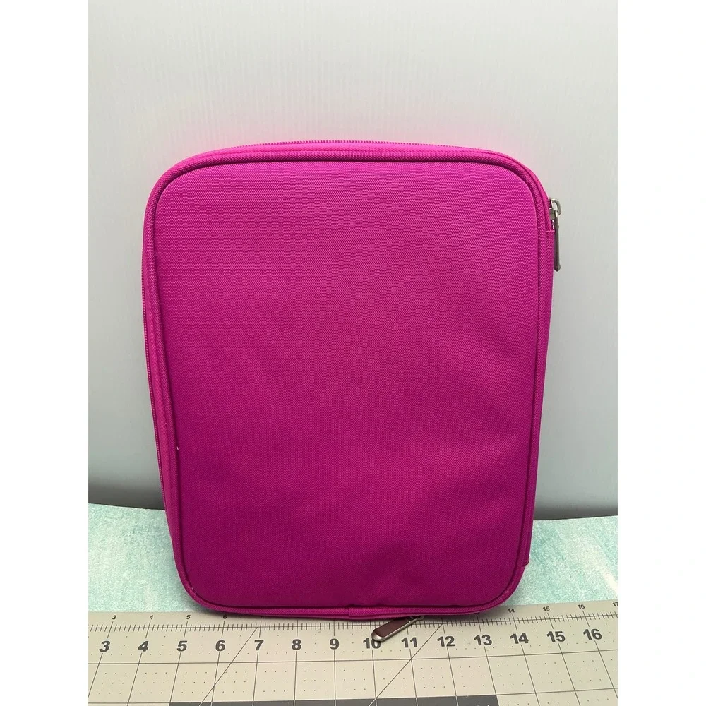 Pink Canvas Tablet Sleeve Organizer Case Universal 11 Inch Padded Zip Folio 001